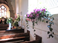 the nave of Brackenfield church during the flower festival